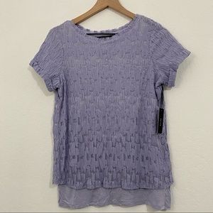 Simply Vera Women’s PXS Purple Lined Short Sleeve Blouse Layered Lilac NWT